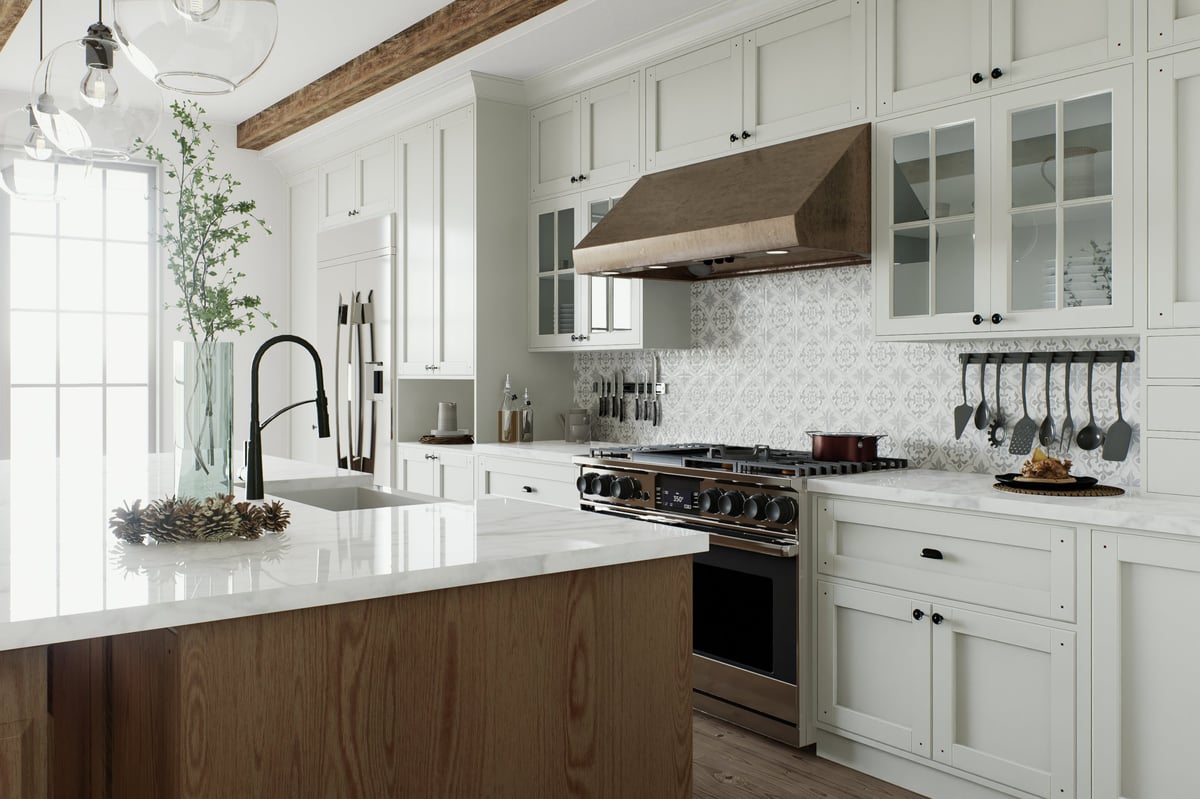 Traditional kitchen with large island