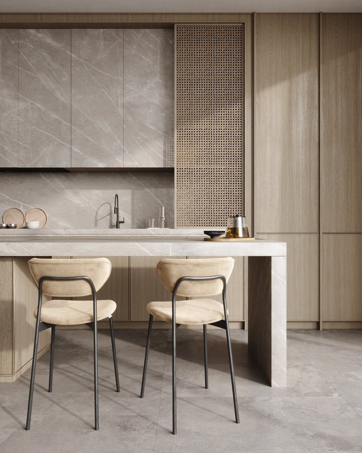 Modern wooden kitchen interior design