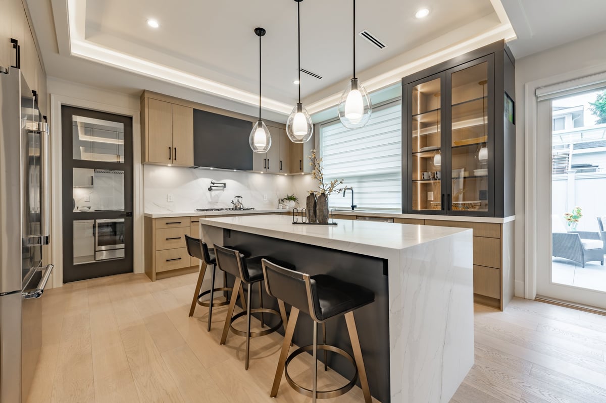Bright kitchen with white cabinets