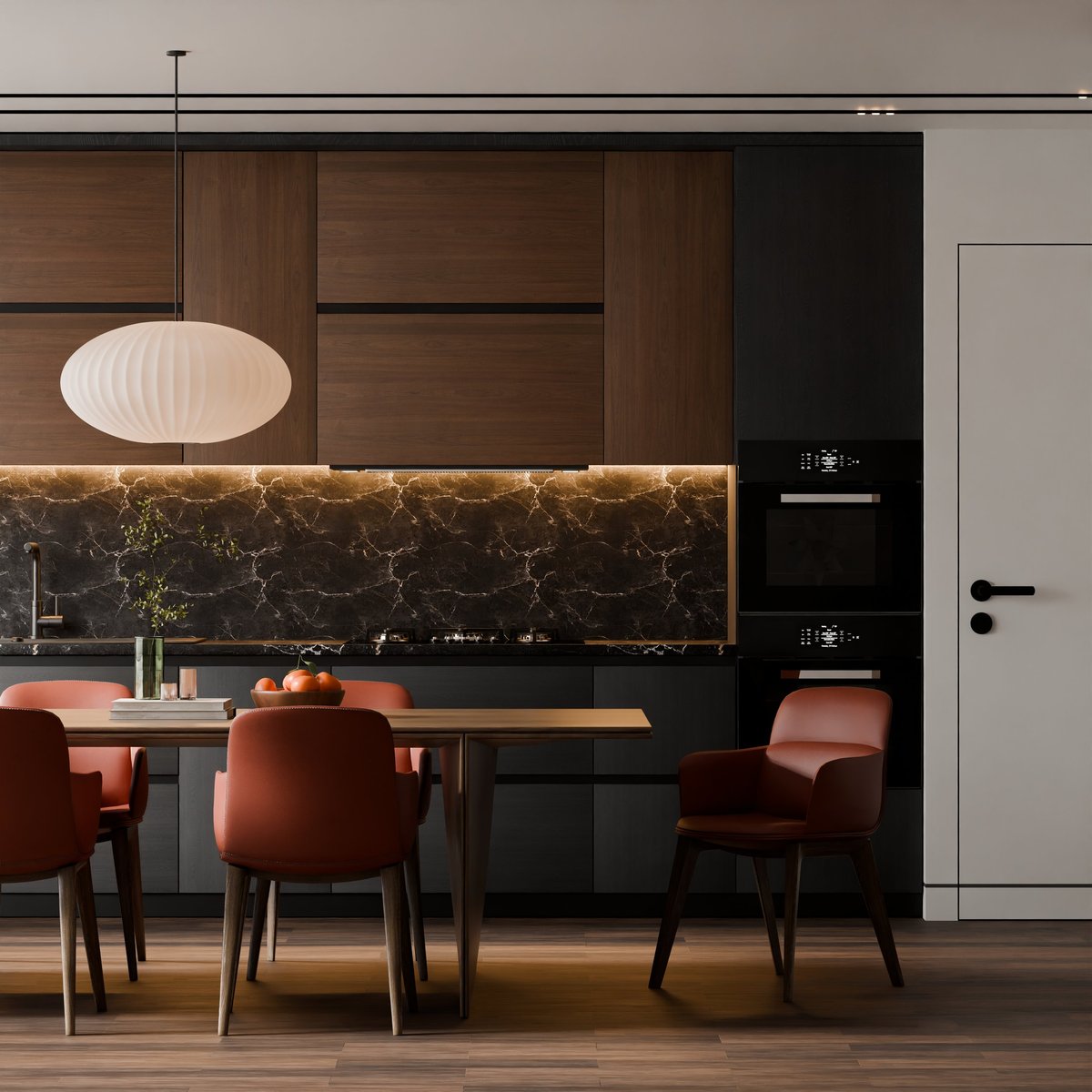 Contemporary kitchen and dining space